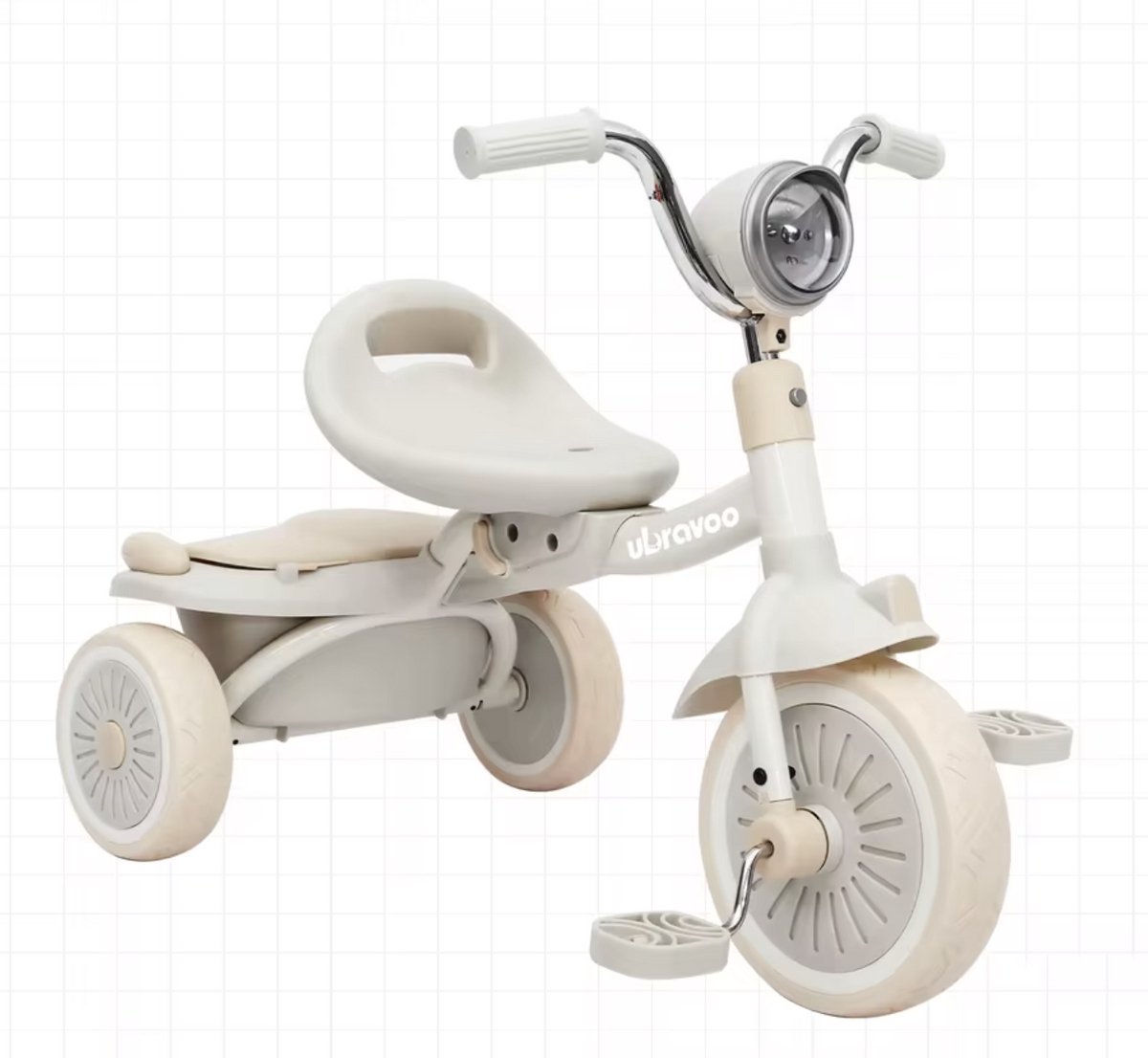 J&R Driewieler - Kinderfiets - Peuterfiets - PU wielen - Schokabsorptie - Opvouwbaar - Verstelbaar zadel - Met licht - Wit Driewieler kopen online