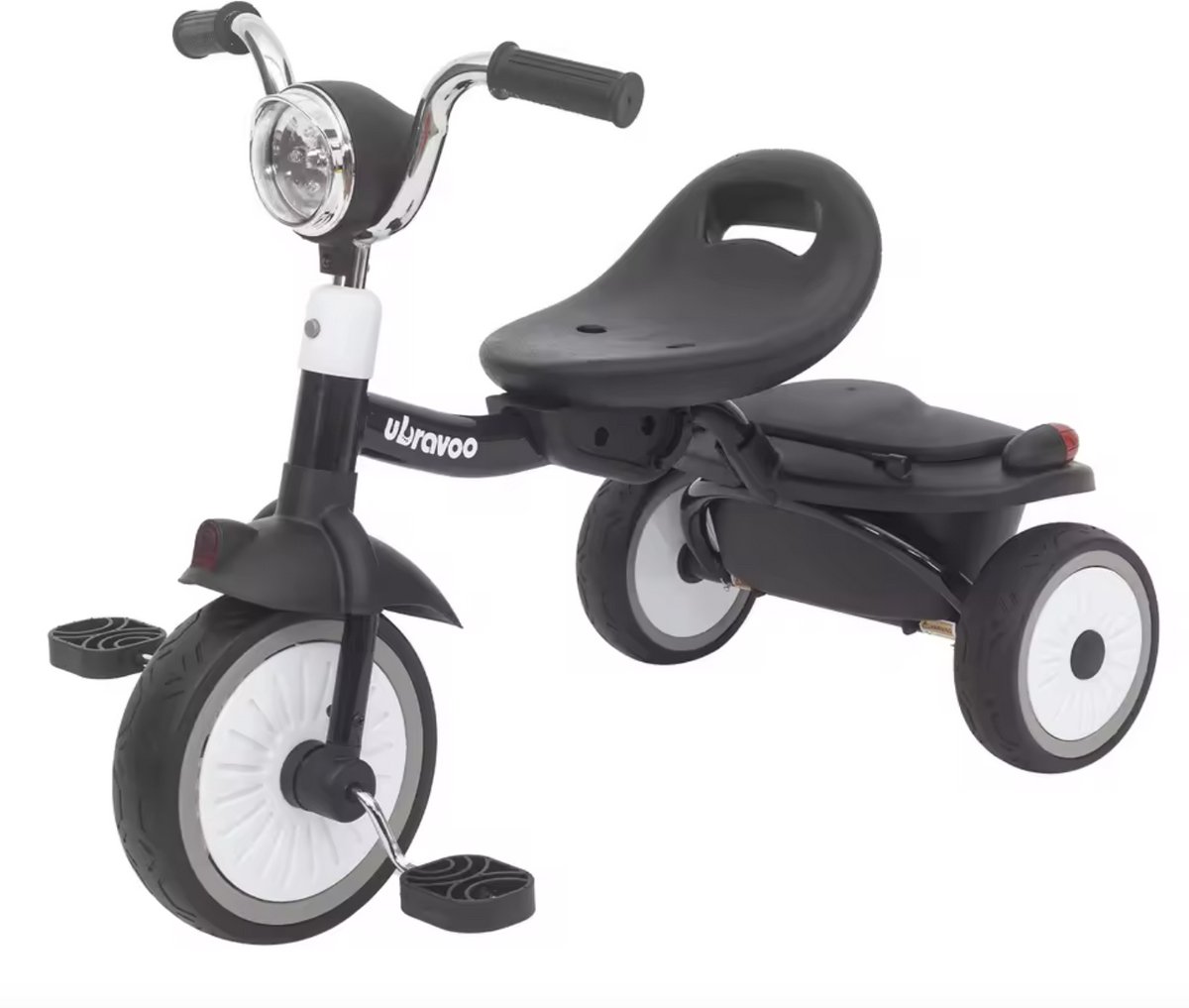 J&R Driewieler - Kinderfiets - Peuterfiets - PU wielen - Schokabsorptie - Opvouwbaar - Verstelbaar zadel - Met licht - Zwart Driewieler kopen online