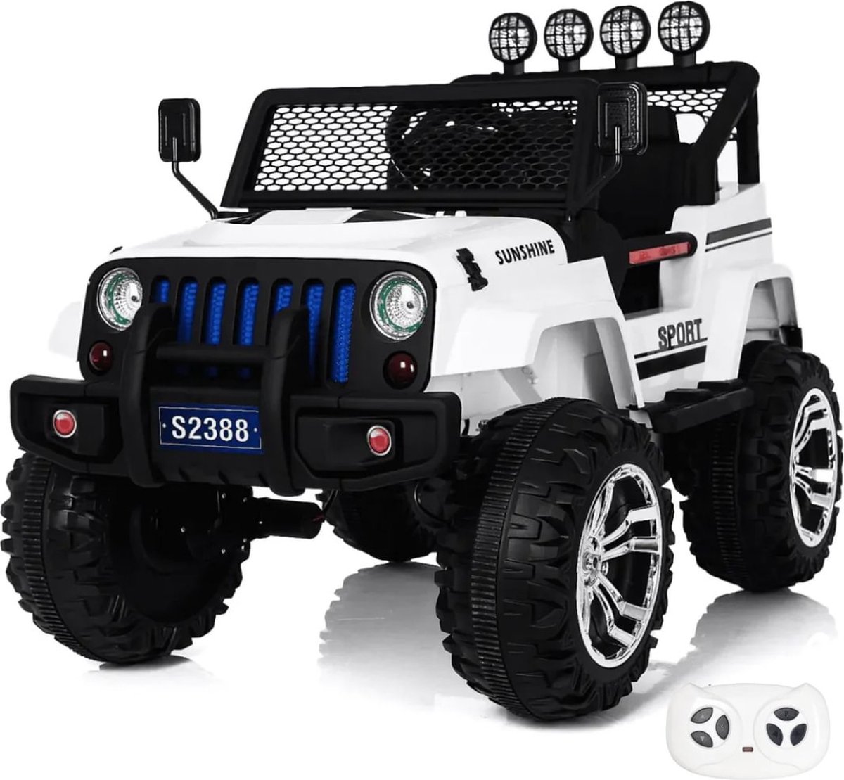 jeep 4x4 elektrische kinderauto 12v 2 tot 6 jaar afstandsbediening wit