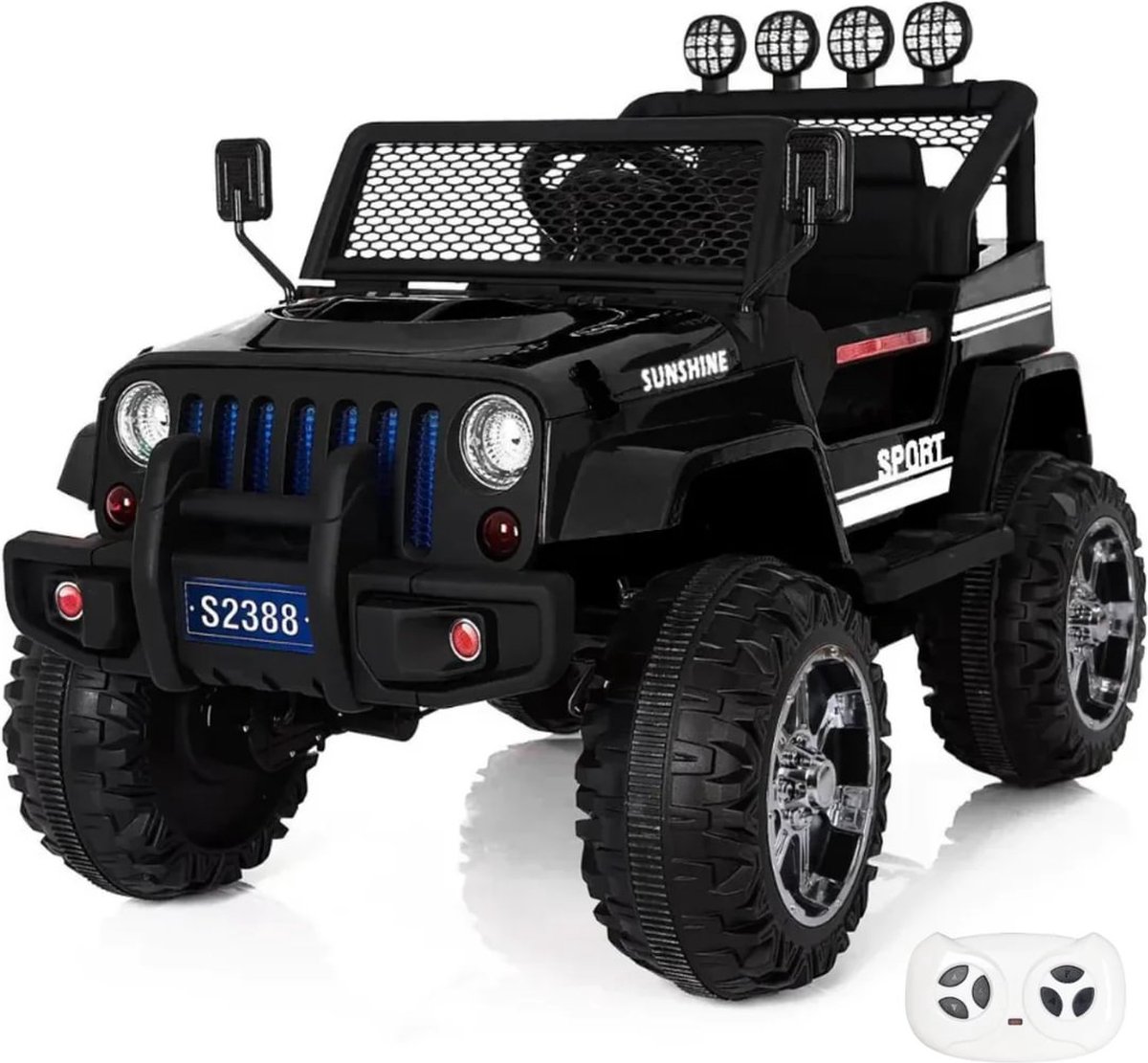 jeep 4x4 elektrische kinderauto 12v 2 tot 6 jaar afstandsbediening zwart