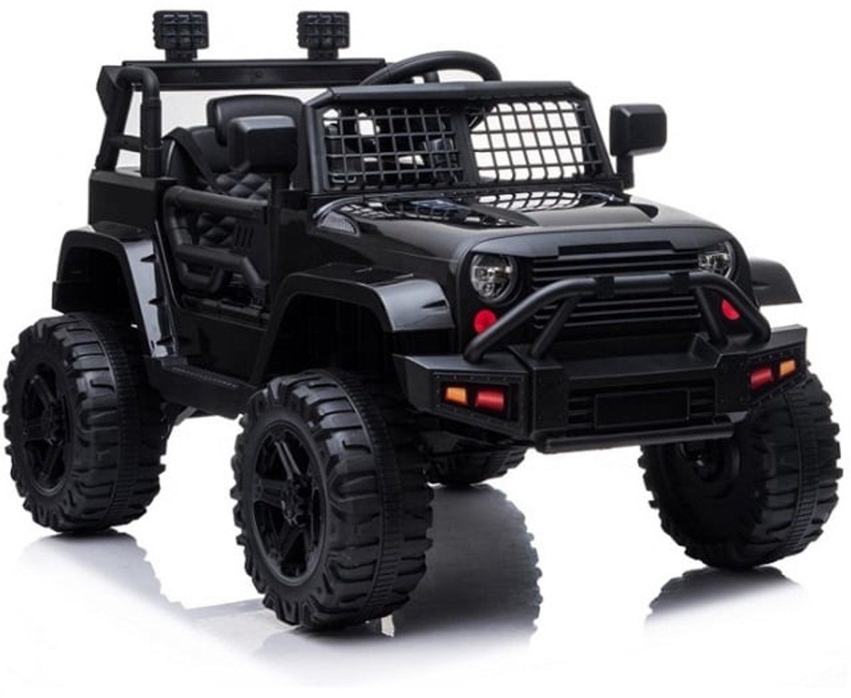 Jeep Mountain King Zwart - 1 persoons - Incl. FM radio en een softstart systeem | Elektrische kinderauto - Inclusief afstandsbediening - Gratis verzending - KiddoCars Accuvoertuig kopen online