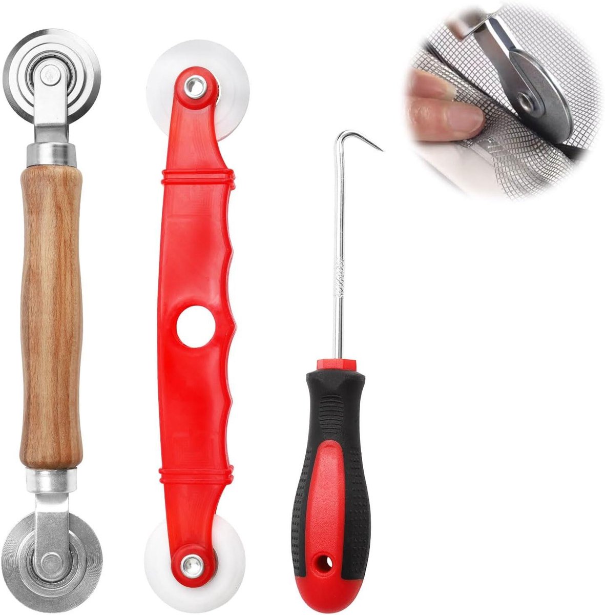 Jhubers Goods -Plus - Gereedschap-intrekker voor bies, zeefraam, spline roller - nylon wielen, rubberen strips, haken - vliegengaas, insectenbescherming, reserveonderdeel Skateonderdeel kopen online