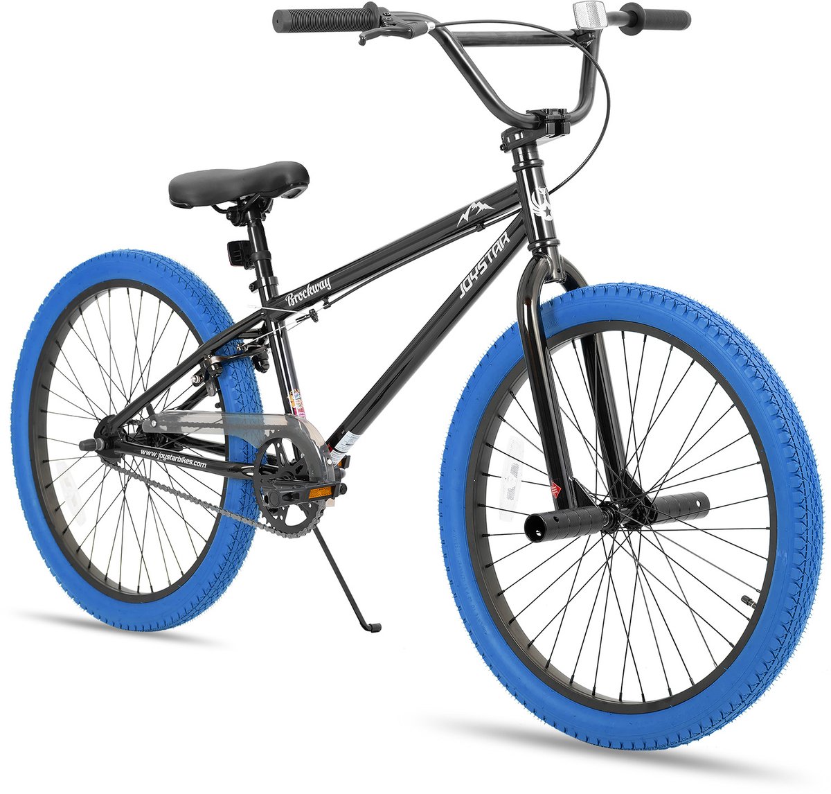 joystar brockway bmx fiets 24 inch handrem remmen achter v brake pegs blauw