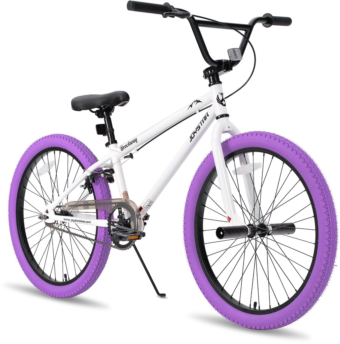 joystar brockway bmx fiets 24 inch handrem remmen achter v brake pegs paars