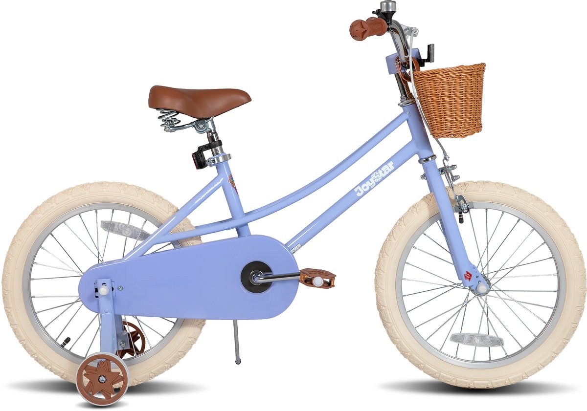 Joystar Fantasy Kinderfiets voor Meisjes - 18 Inch - Mand - Zijwieltjes - Bel - Handrem - Paars Kinderfiets kopen online