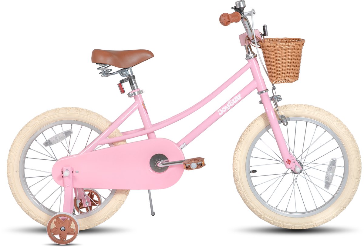 Joystar Fantasy Kinderfiets voor Meisjes - 18 Inch - Mand - Zijwieltjes - Bel - Handrem - Roze Kinderfiets kopen online