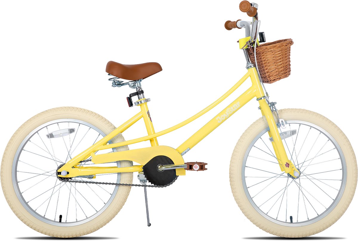 Joystar Fantasy Kinderfiets voor Meisjes - 20 Inch - Mand - Zijwieltjes - Bel - Handrem - Geel Kinderfiets kopen online