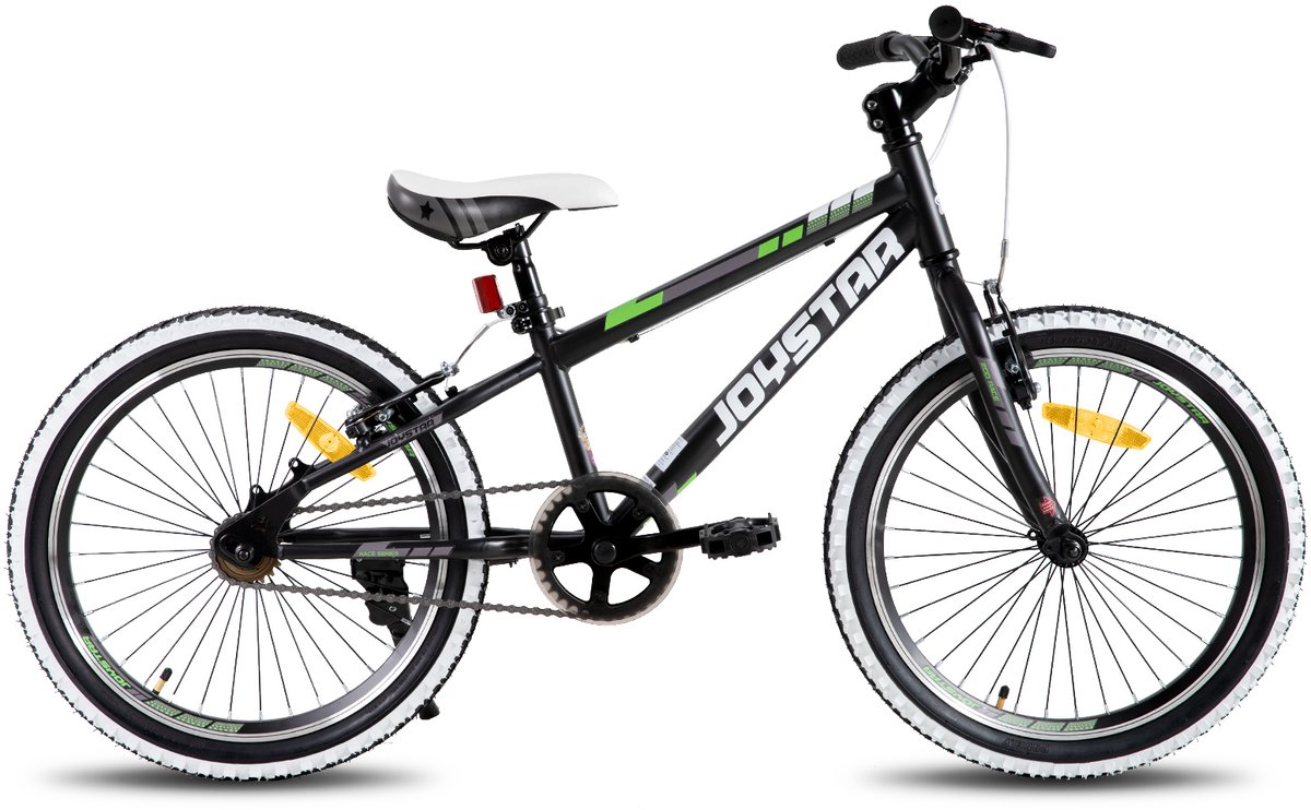 JOYSTAR Lubbock 20" Kinder Hardtail Mountainbike - 1 versnelling - V-brake - Witte noppenbanden - Zwart Kinderfiets kopen online