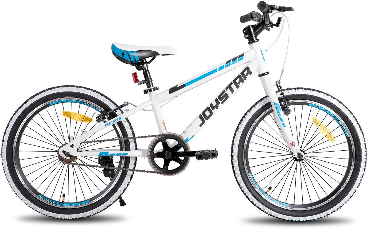 JOYSTAR Lubbock 24" Kinder Hardtail Mountainbike - 1 versnelling - V-brake - Witte noppenbanden - Wit Kinderfiets kopen online
