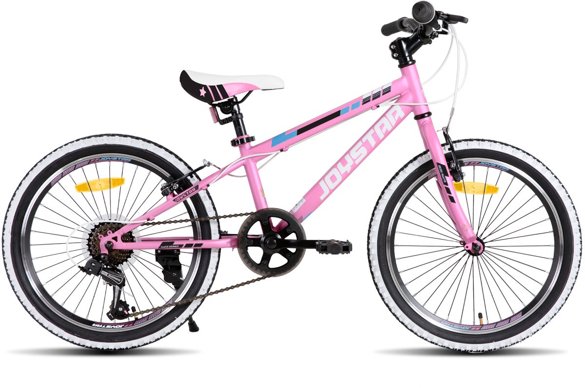 JOYSTAR Lubbock.S 20" Kinder Hardtail Mountainbike - 7 versnellingen - V-brake - Witte noppenbanden - Roze Kinderfiets kopen online