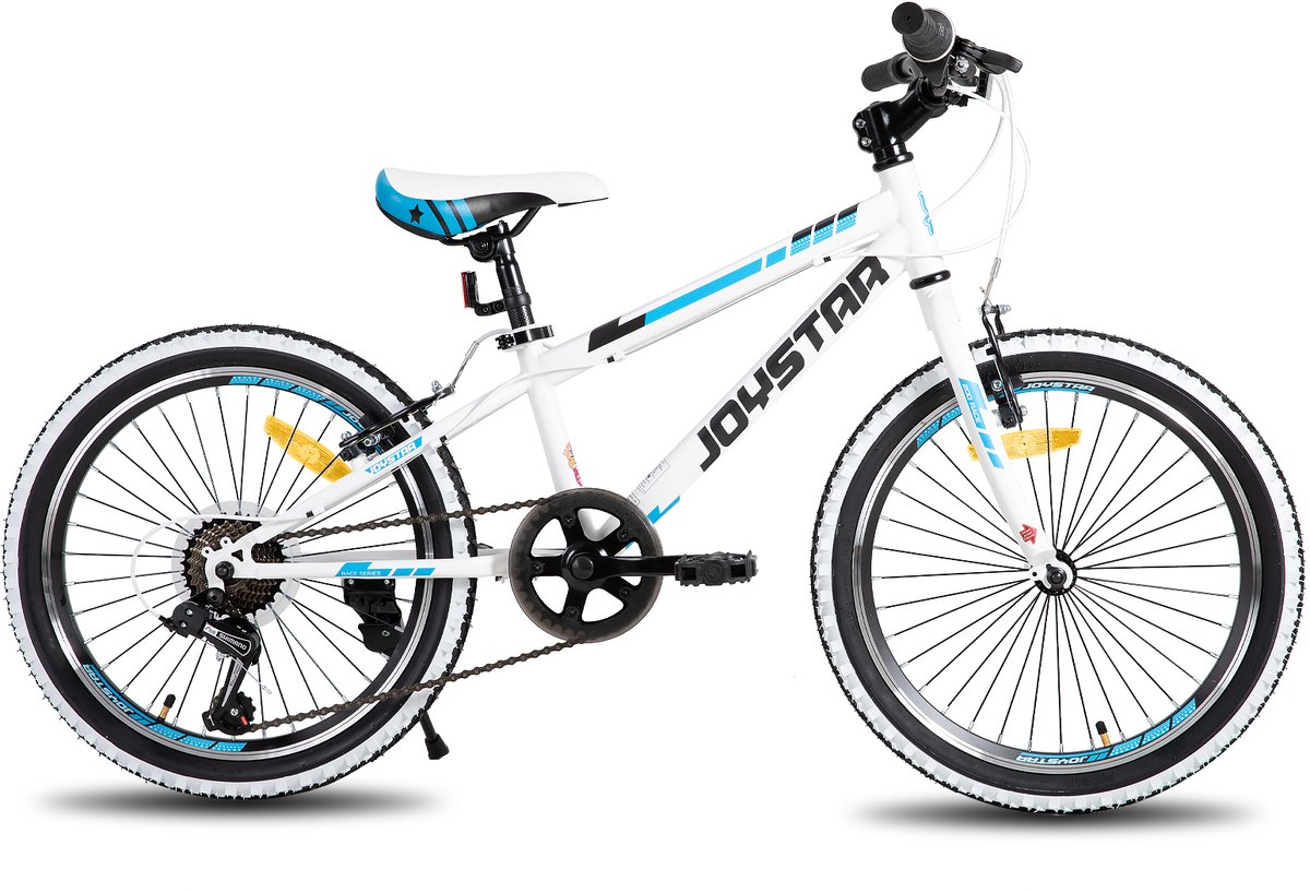 JOYSTAR Lubbock.S 20" Kinder Hardtail Mountainbike - 7 versnellingen - V-brake - Witte noppenbanden - Wit Kinderfiets kopen online