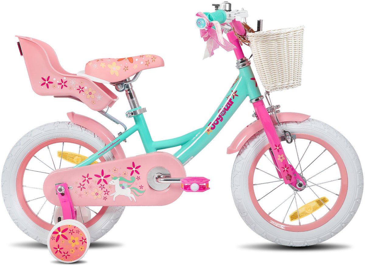 Joystar Unicorn Kinderfiets voor Meisjes - 16 Inch - Mand - Zijwieltjes - Bel - Handrem - Groen Kinderfiets kopen online