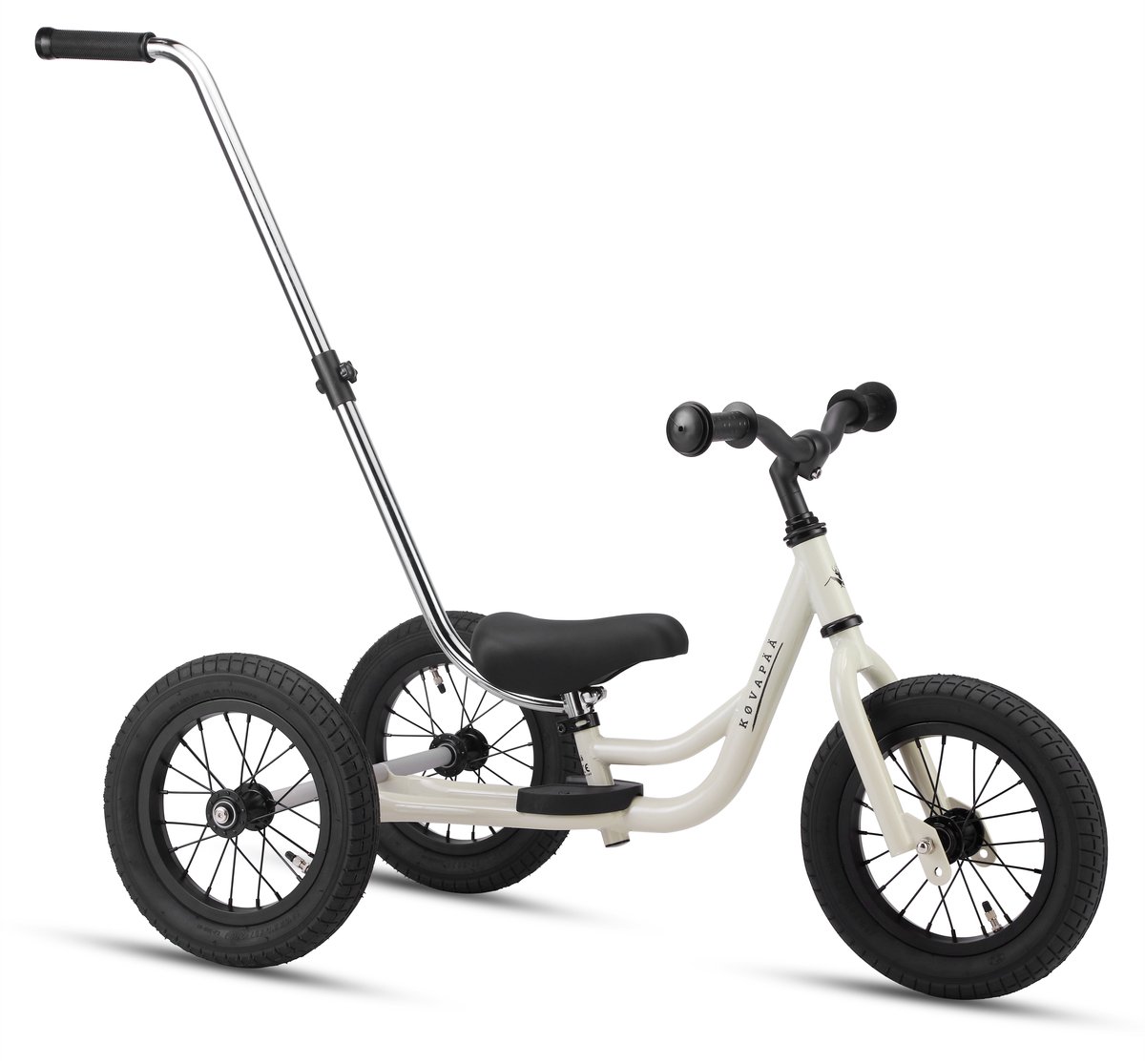 Køvapää Driewieler 2 in 1 Loopfiets - Driewieler met Duwstang - 1.5 t/m 4 jaar - Met Naamsticker - Driewieler - Loopfiets met duwstang - 12 inch - Krijt grijs Driewieler kopen online