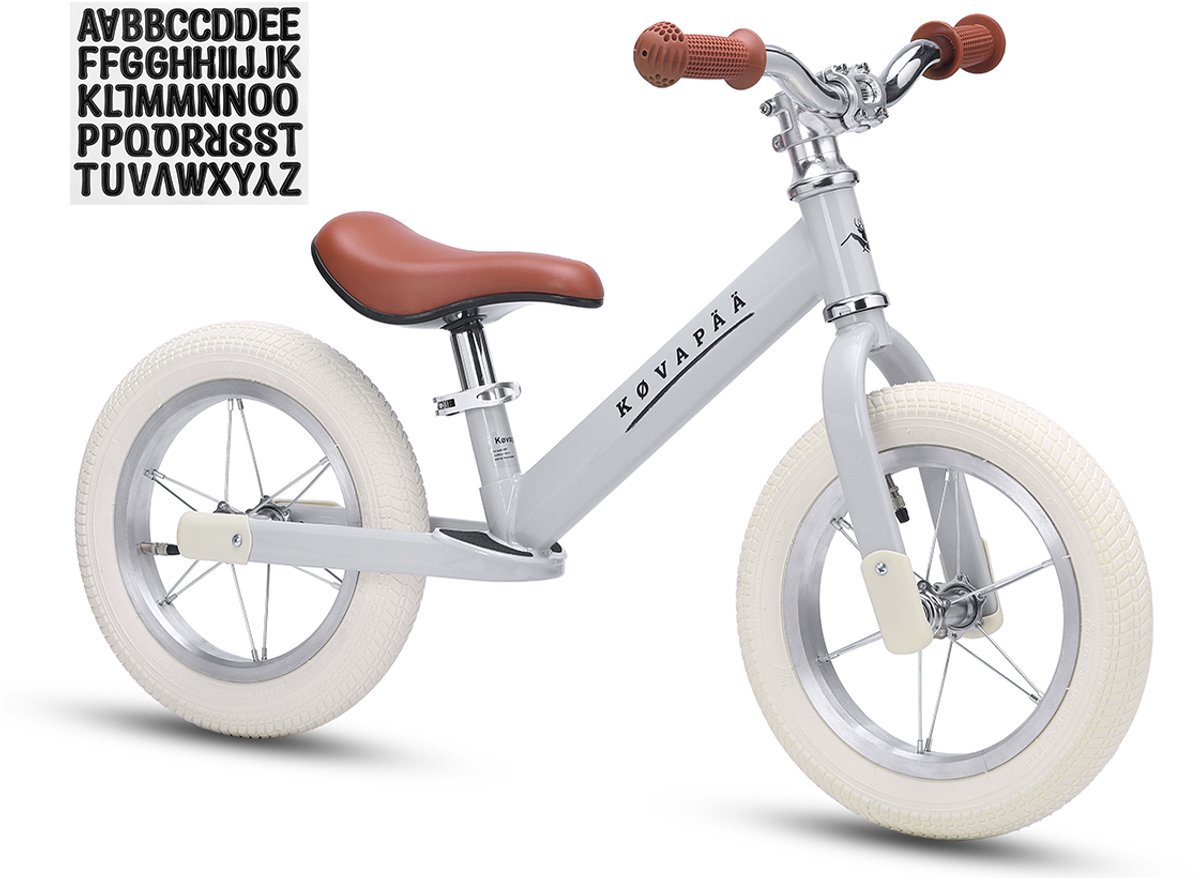 Køvapää Loopfiets - Met Naamsticker - Luchtbanden - Vanaf 2 jaar - Met Naamsticker - 12 inch - Grijs Loopfiets kopen online