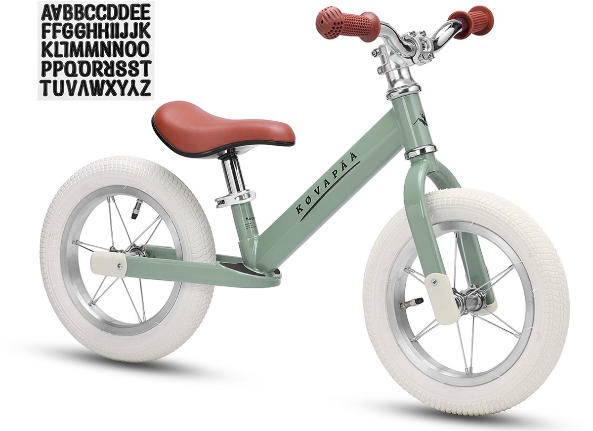 Køvapää Loopfiets - Met Naamsticker - Luchtbanden - Vanaf 2 jaar - Met Naamsticker - 12 inch - Groen Loopfiets kopen online