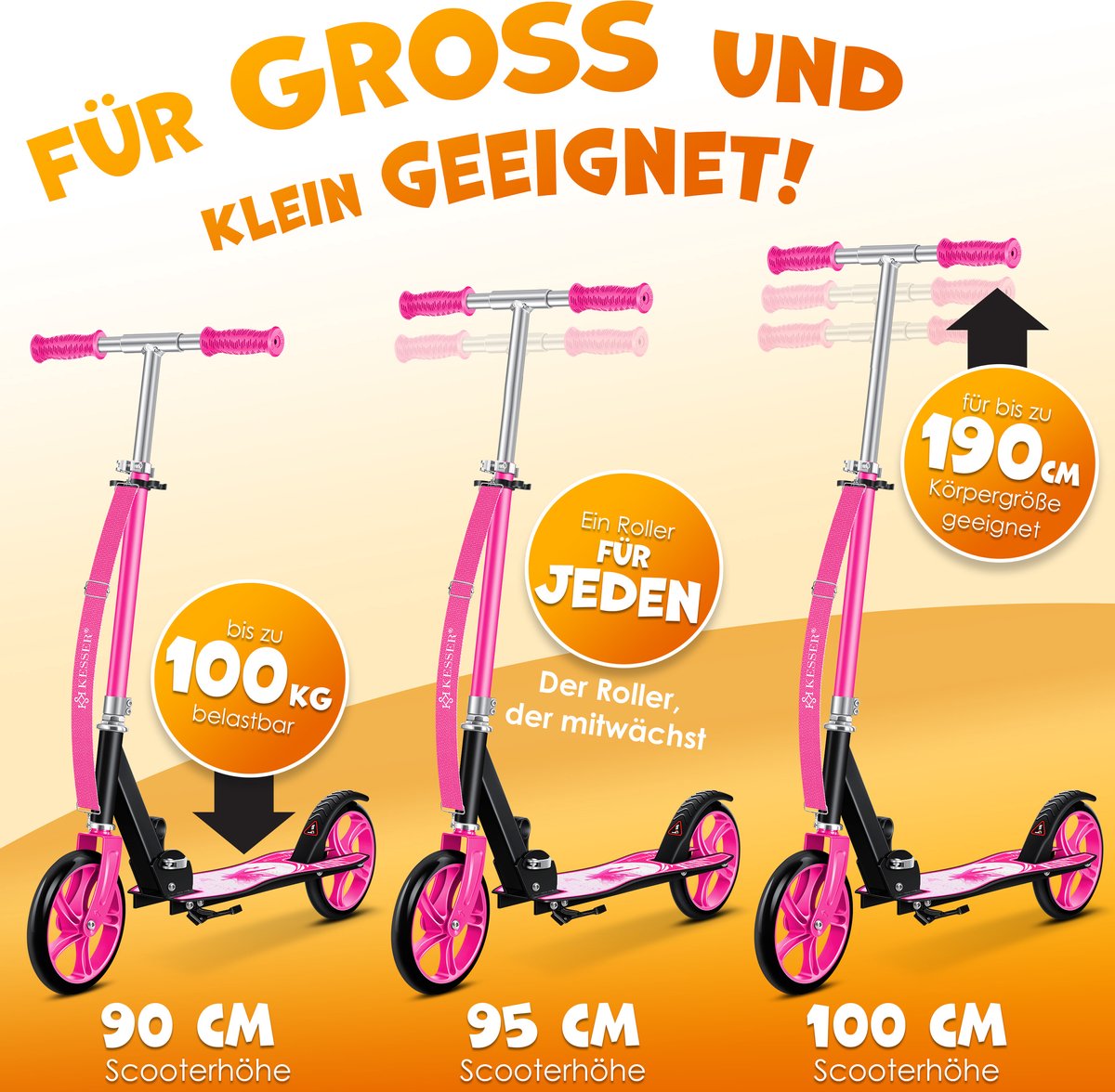 kesser kinderstep scooter opvouwbare scooter voor kinderen cityscooter voetrem in hoogte verstelbaar kinderstepjes fairy roze