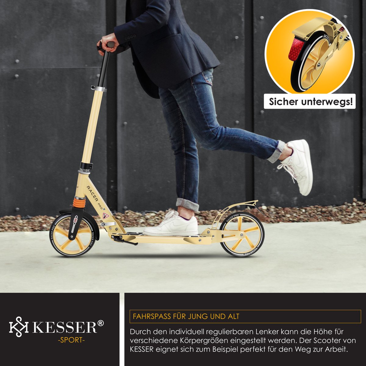 KESSER® Stuntstep voor Volwassenen en Kinderen - Step Opvouwbaar en Verstelbaar in Hoogte - Kinderstep Aluminium - Crème Step kopen online