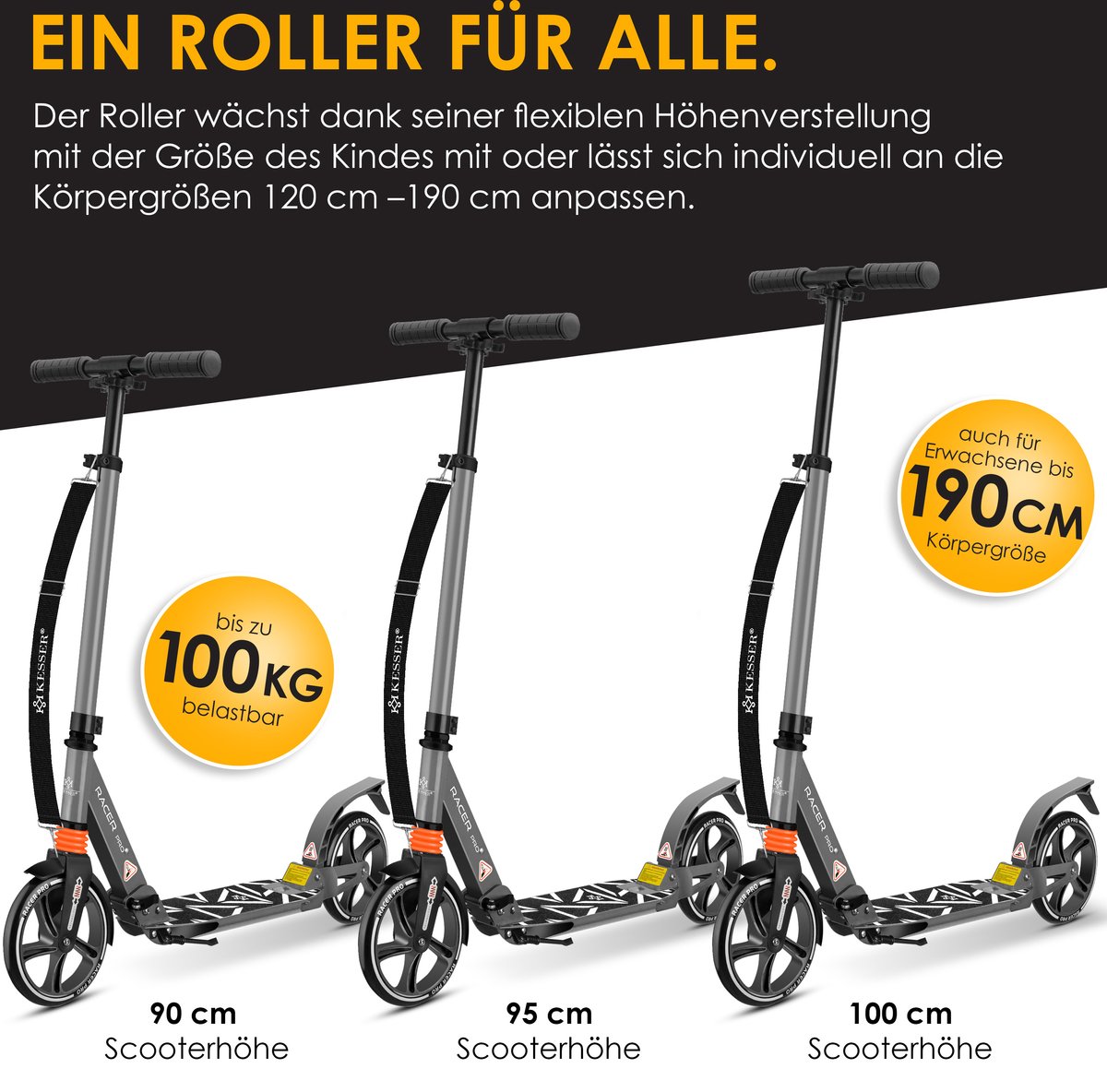 KESSER® Stuntstep voor Volwassenen en Kinderen - Step Opvouwbaar en Verstelbaar in Hoogte - Kinderstep Aluminium - Grijs Step kopen online