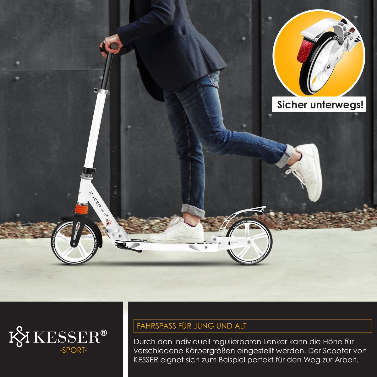KESSER® Stuntstep voor Volwassenen en Kinderen - Step Opvouwbaar en Verstelbaar in Hoogte - Kinderstep Aluminium - Wit Step kopen online