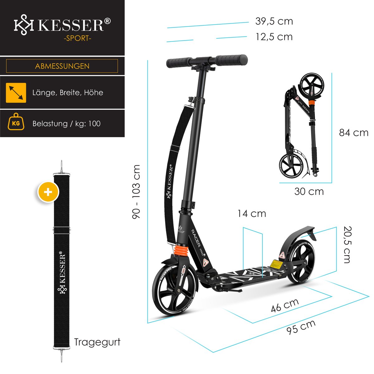KESSER® Stuntstep voor Volwassenen en Kinderen - Step Opvouwbaar en Verstelbaar in Hoogte - Kinderstep Aluminium - Zwart Step kopen online