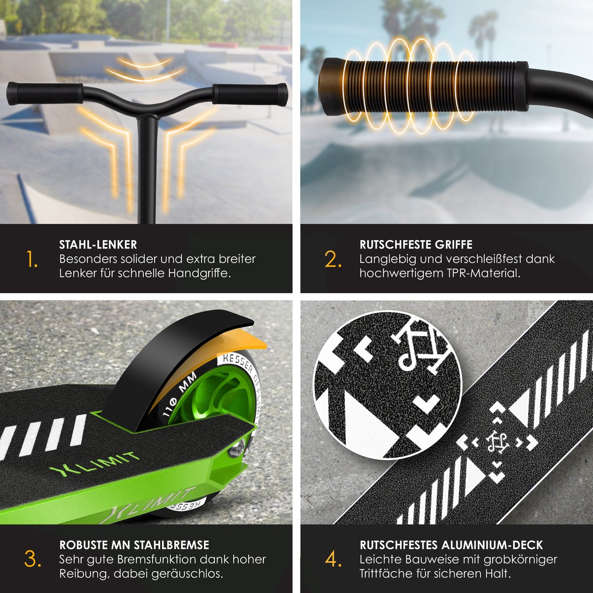 KESSER® Stuntstep X-Limit-Pro 360° Step voor Volwassenen en Kinderen - Lime Groen Step kopen online
