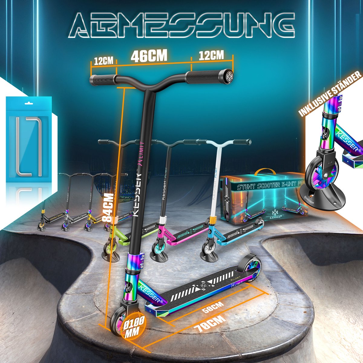 KESSER® Stuntstep X-Limit-Pro 360° voor Volwassenen en Kinderen - Regenboog Step kopen online