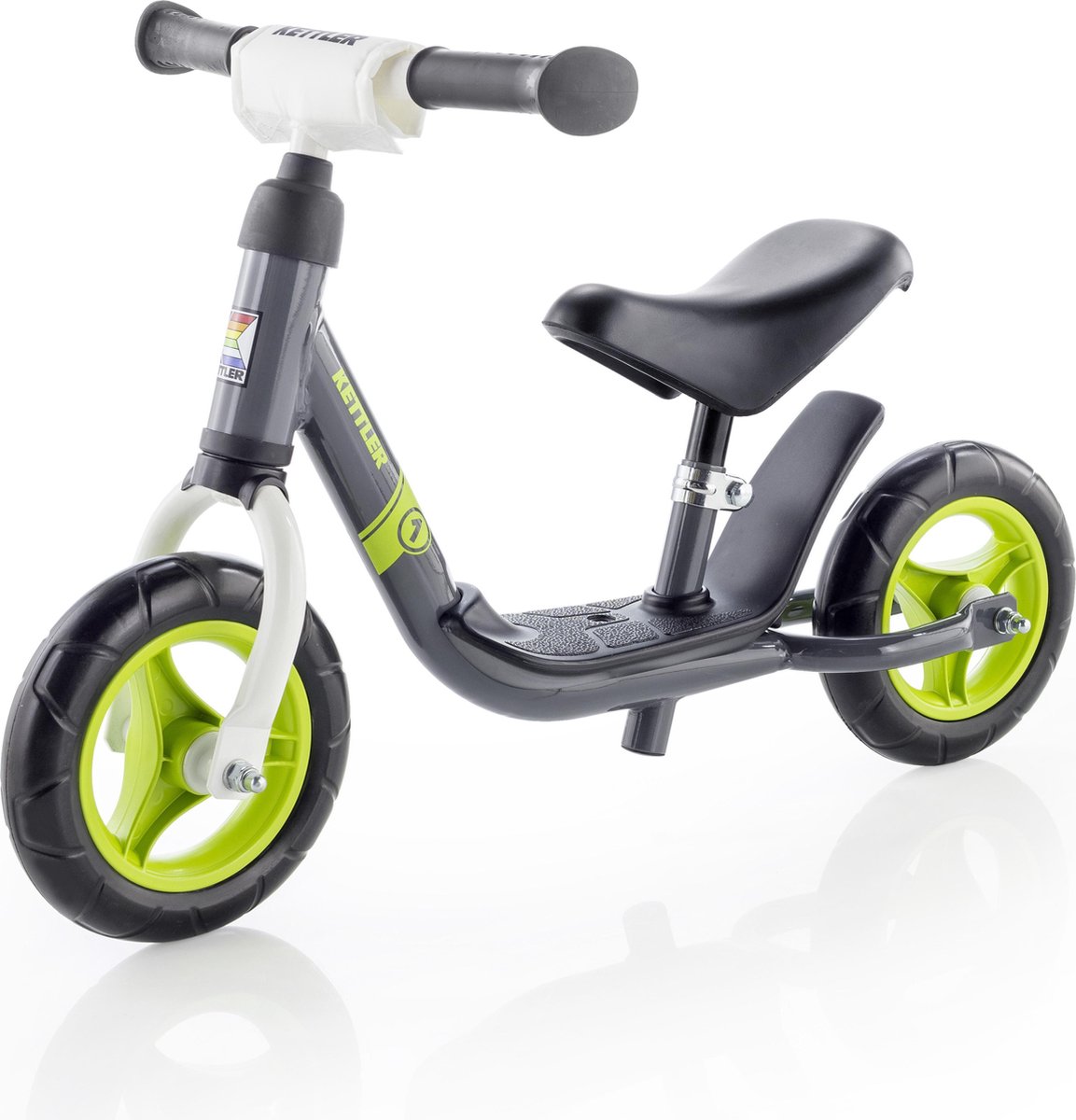 kettler run 8 boy loopfiets voetenplank ergonomisch zadel grijs