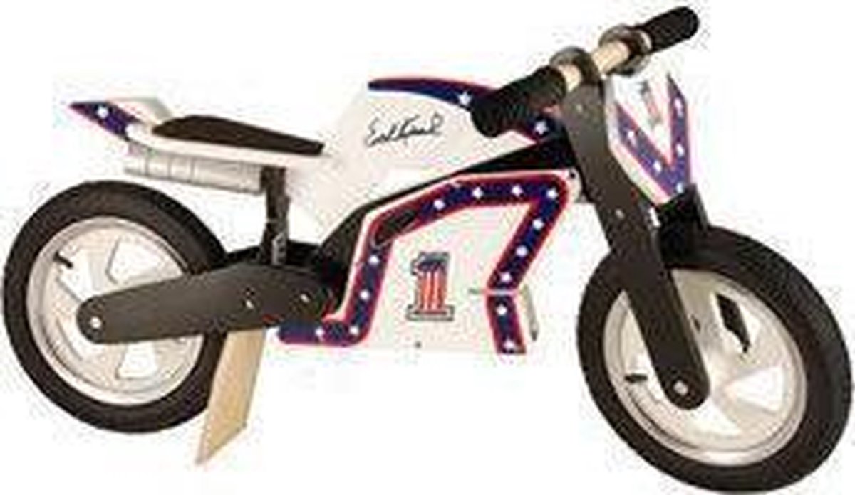 Kiddimoto Superbike - Houten Loopmotor Evel Knievel official Loopfiets kopen online