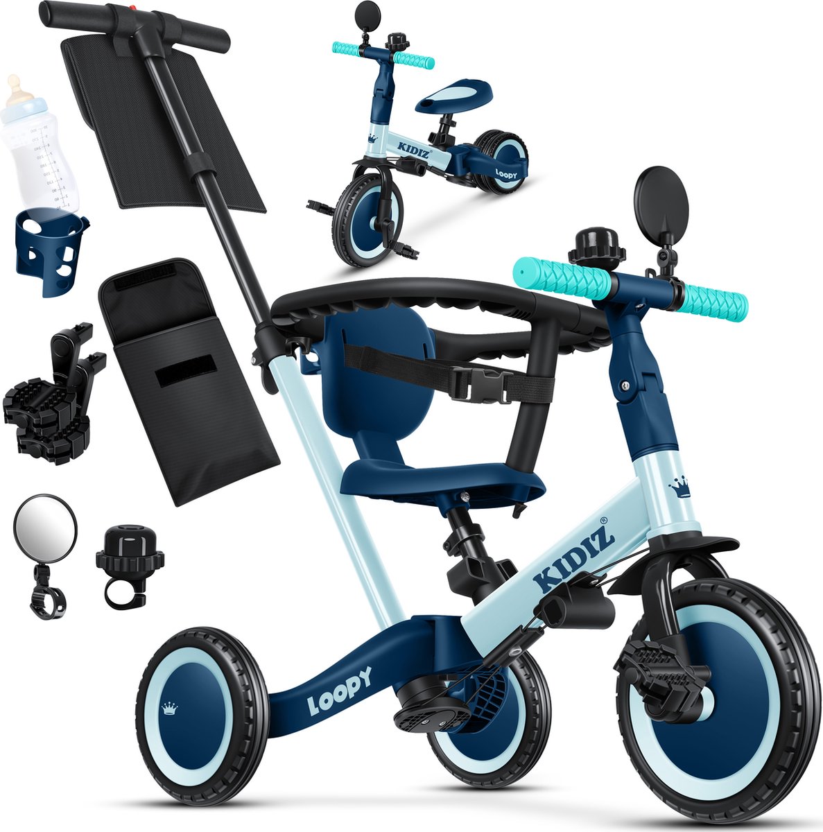 KIDIZ® Loopfiets 6in1 voor Jongens en Meisjes van 1 tot 5 jaar - Driewieler voor Kinderen tot 25 kg Kinderfiets - Blauw Loopfiets kopen online