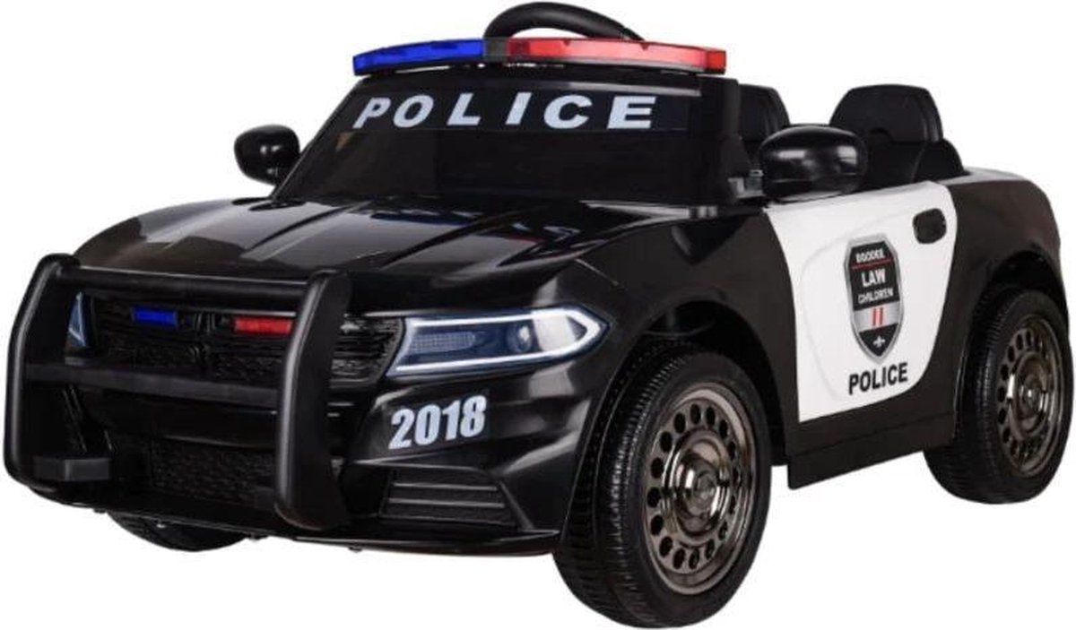 kinder politieauto 12v met afstandsbediening sirene zwaailichten leder zitje mobilofoon aux mp3 input