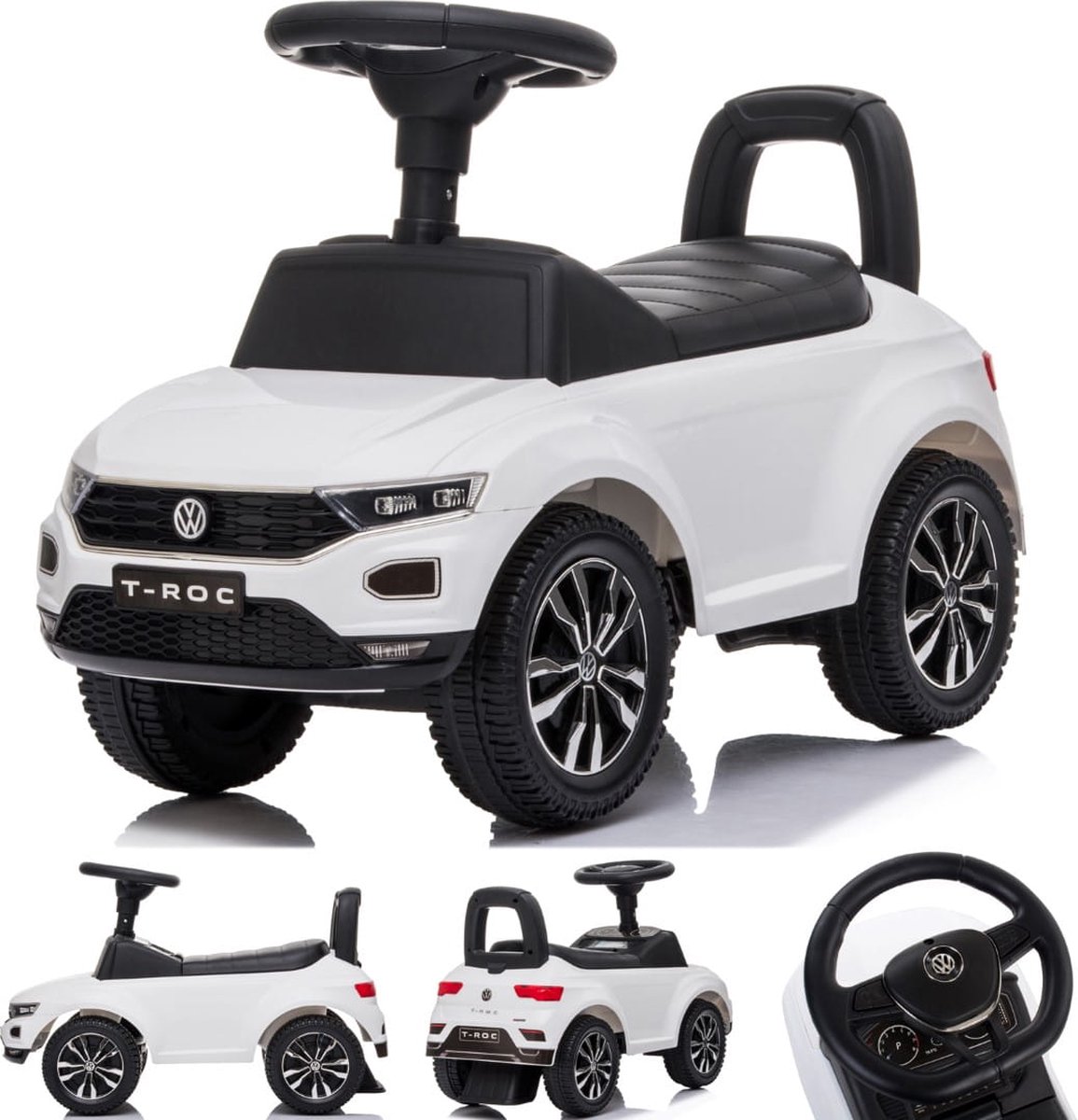 Kinderauto Volkswagen loopauto vanaf 1 jaar met claxon, verchroomde velgen, opbergvak onder de stoel (Wit) Loopauto kopen online