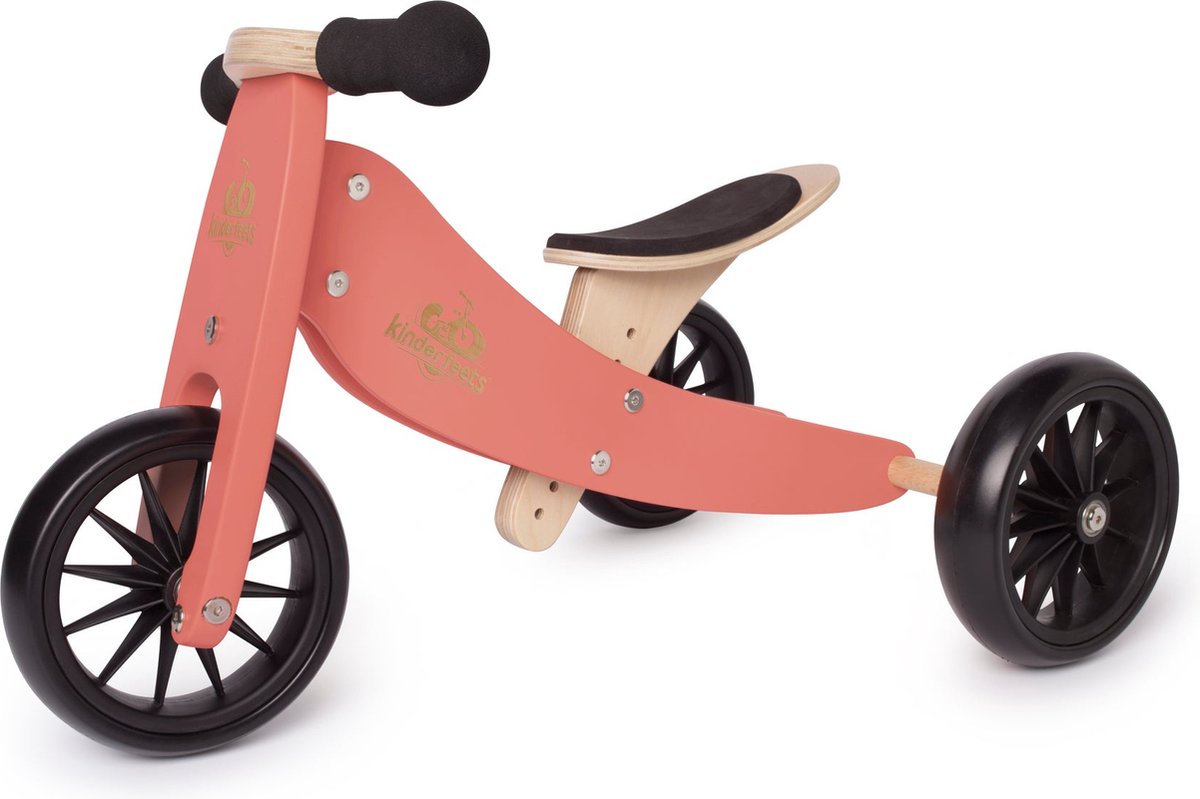 Kinderfeets 2-in-1 houten loopfiets & driewieler vanaf 1 jaar Tiny Tot - Coral Loopfiets kopen online