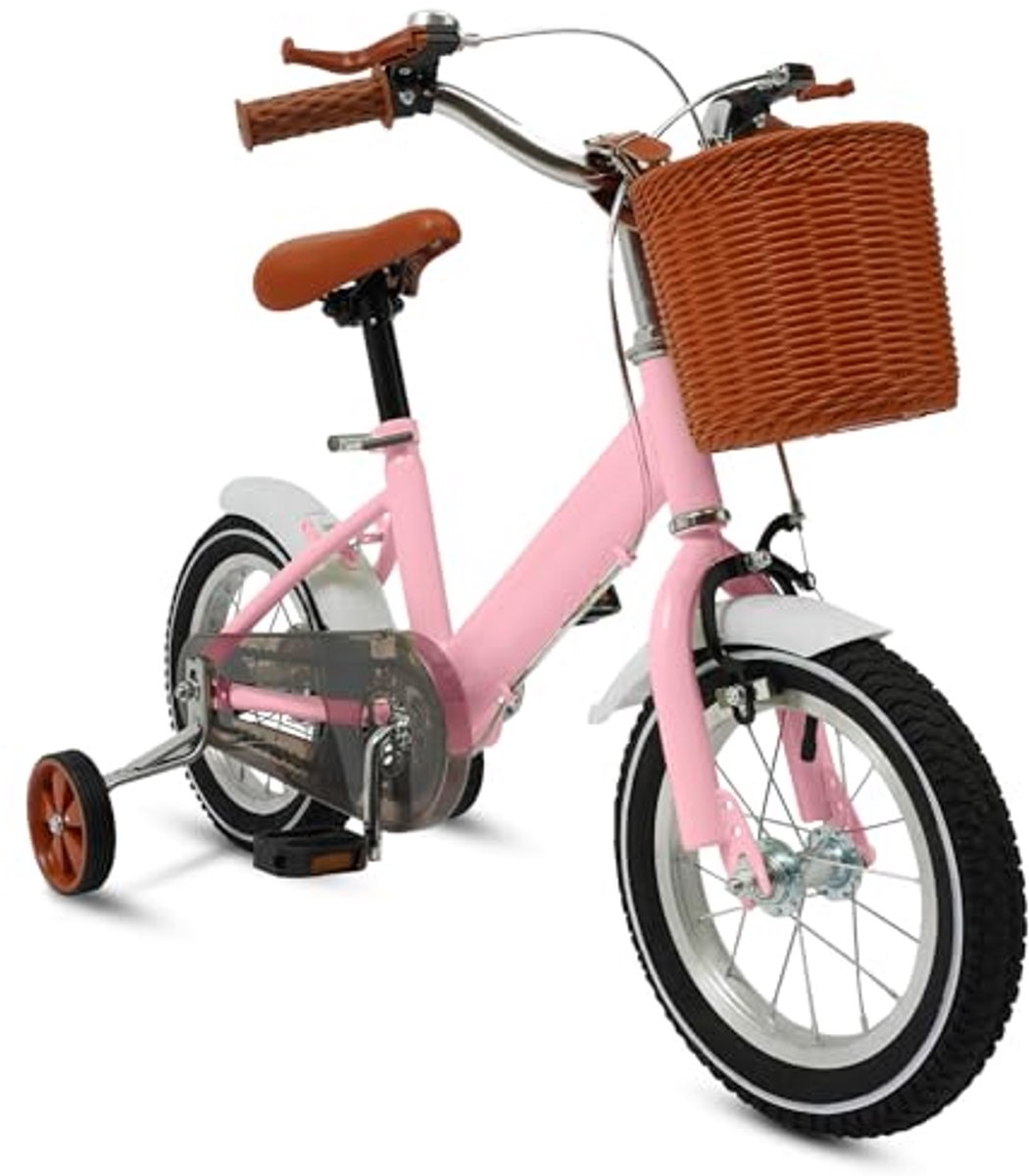 Kinderfiets 12 inch voor jongens en meisjes met steunwielen en mand, in hoogte verstelbare fiets voor kinderen van 80 - 110 cm Kinderfiets kopen online