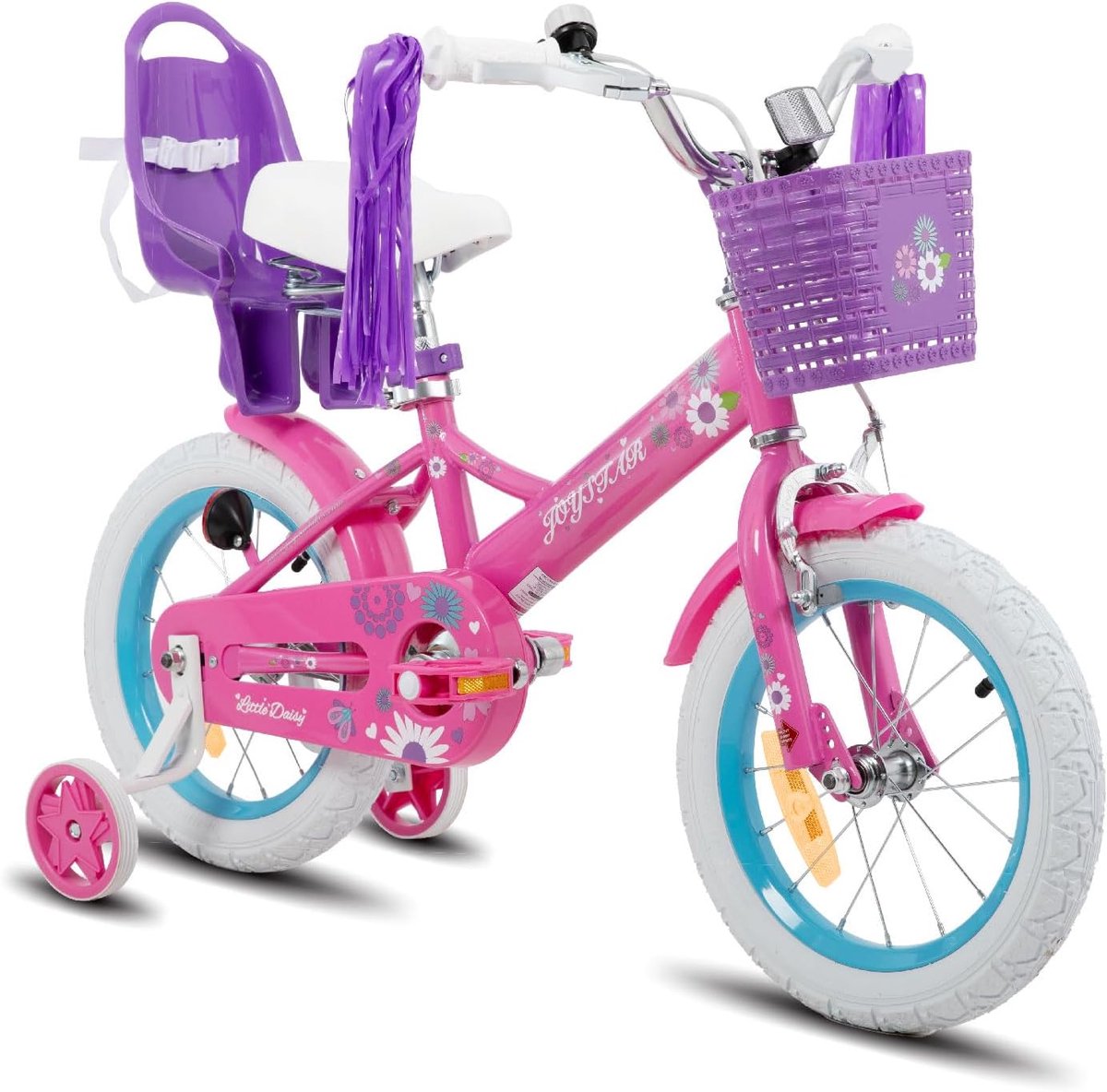 kinderfiets voor meisjes 2 7 jaar met steunwielen en mand 12 14 16 inch