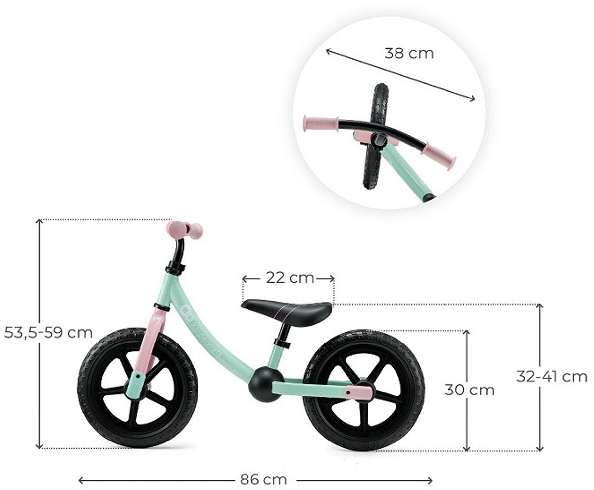 Kinderkraft 2WAY NEXT OFF ROAD Loopfiets - Voor Kinderen vanaf 2 Jaar - Grote EVA-wielen, Verstelbaar Stuur & Zadel - Mintgroen Loopfiets kopen online