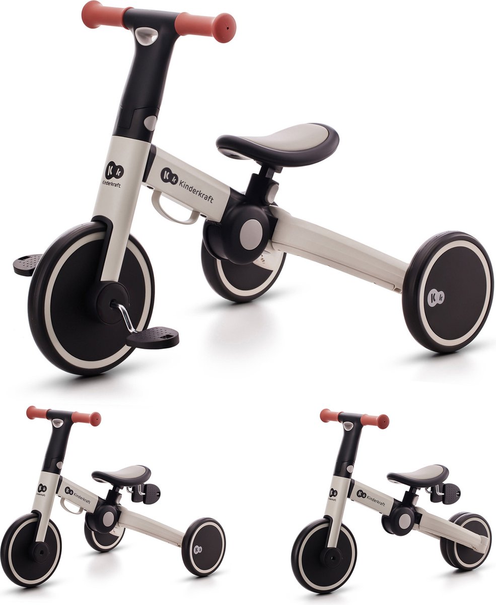 kinderkraft 4trike driewieler 3 in 1 opvouwbaar lichtgewicht vanaf 1 jaar eva schuimwielen compact en draagbaar grijs