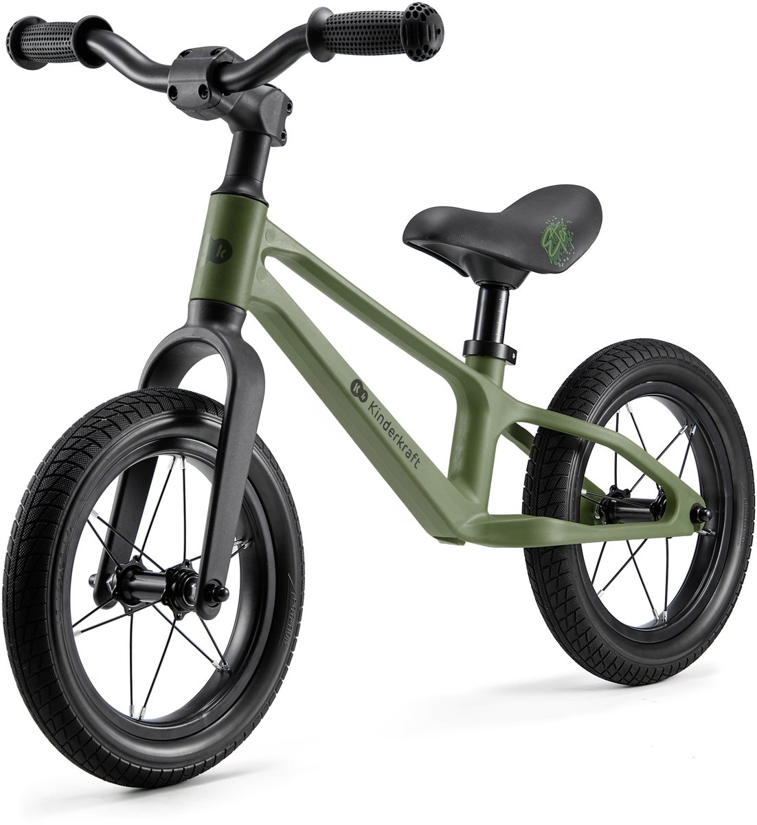 Kinderkraft ETER Loopfiets - Voor Kinderen vanaf 2 Jaar tot 35 kg - Verstelbaar Zadel, 12" PU-wielen en Eco-Leren Zitting - Groen Loopfiets kopen online
