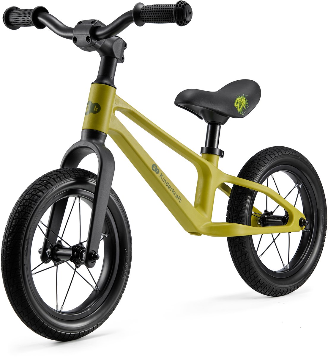 kinderkraft eter loopfiets voor kinderen vanaf 2 jaar tot 35 kg verstelbaar zadel 12 pu wielen en eco leren zitting lime