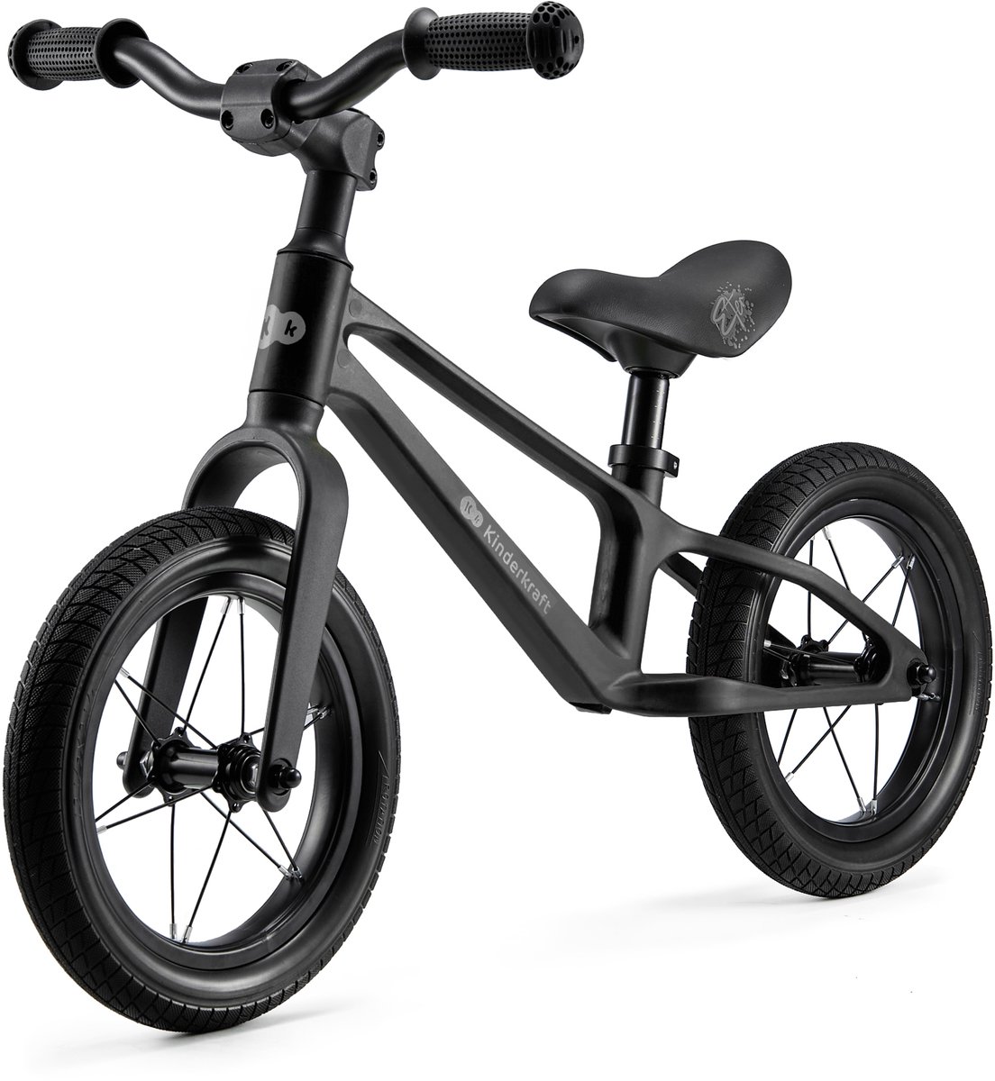 Kinderkraft ETER Loopfiets - Voor Kinderen vanaf 2 Jaar tot 35 kg - Verstelbaar Zadel, 12" PU-wielen en Eco-Leren Zitting - Zwart Loopfiets kopen online