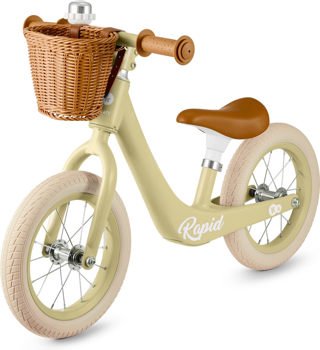 kinderkraft rapid 2 loopfiets voor kinderen vanaf 2 jaar lichtgewicht magnesium frame verstelbaar zadel en retro mandje groente