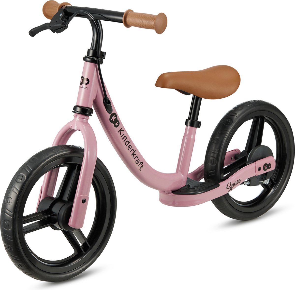 Kinderkraft SPACE Loopfiets - Voor Kinderen vanaf 80 cm - Verstelbaar Zadel en Stuur, Handrem en Antislip Voetensteun - Roze Loopfiets kopen online