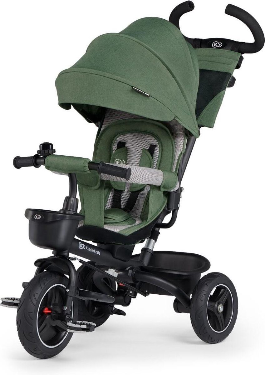 Kinderkraft SPINSTEP 5-in-1 Driewieler - Voor 9 Maanden tot 5 Jaar - 360° Draaibare Zitting, Verstelbare Kap met UPF50+, PU Wielen en 3-Punts Gordels - Groen Driewieler kopen online