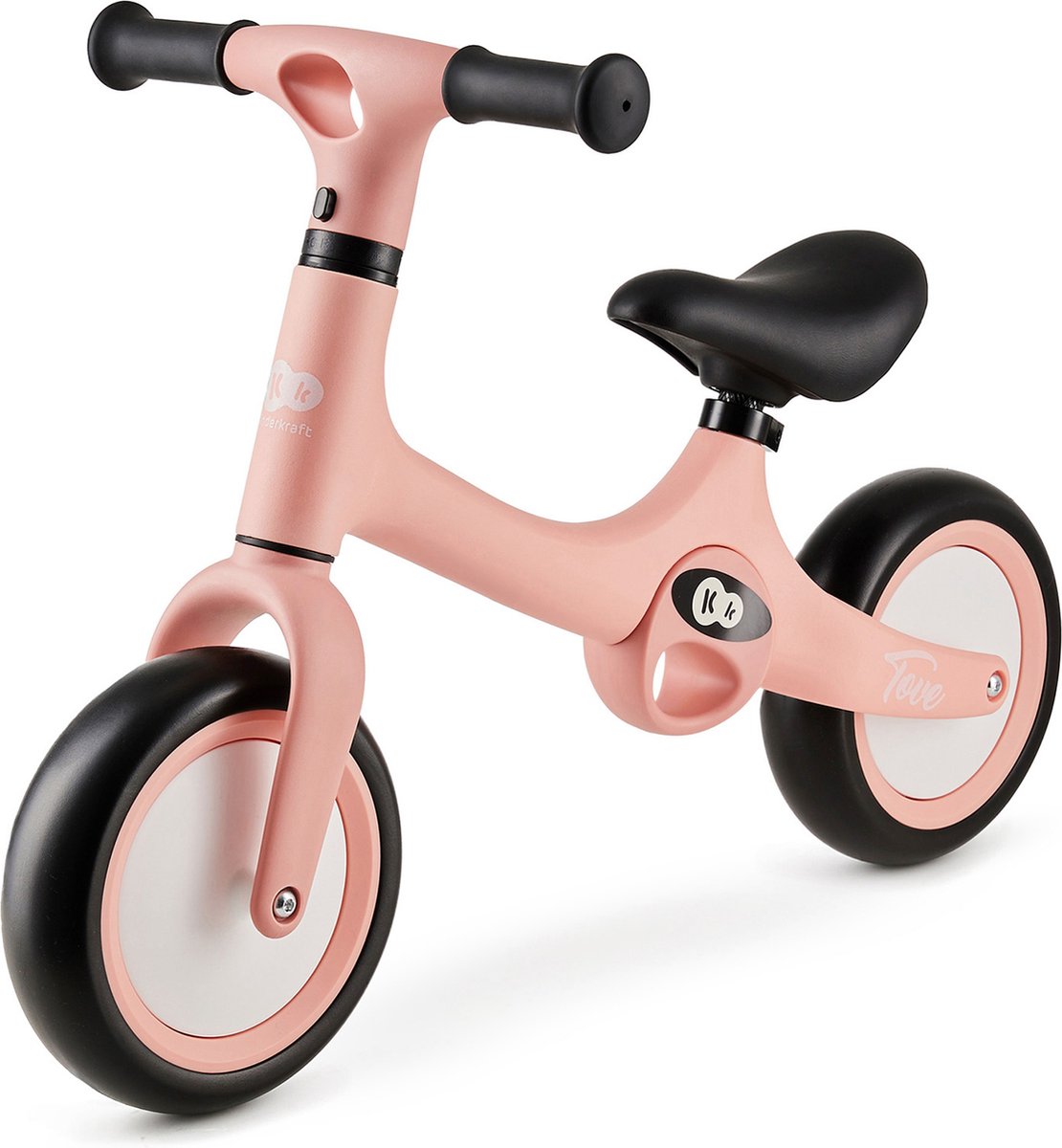 kinderkraft tove loopfiets voor kinderen tot 25 kg verstelbaar zadel niet punctie eva wielen lichtgewicht en opvouwbaar rose pink