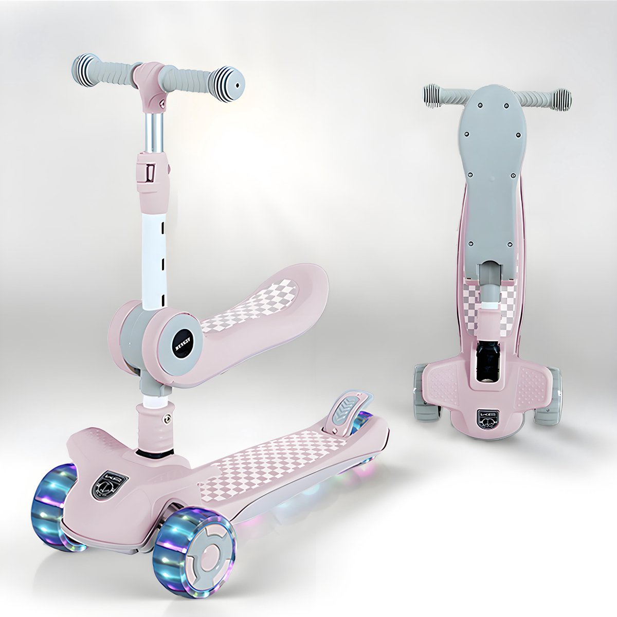 Kinderstep 3-in-1: Loopfiets + Driewieler + Step - Eénklaps Vouwbaar (Geen Montage!) - LED Lichtwielen - Verstelbaar 62-80cm - Veilig Laag Zwaartepunt - Geschikt 3-8 Jaar - Draagt 50kg - Zacht Roze Step kopen online