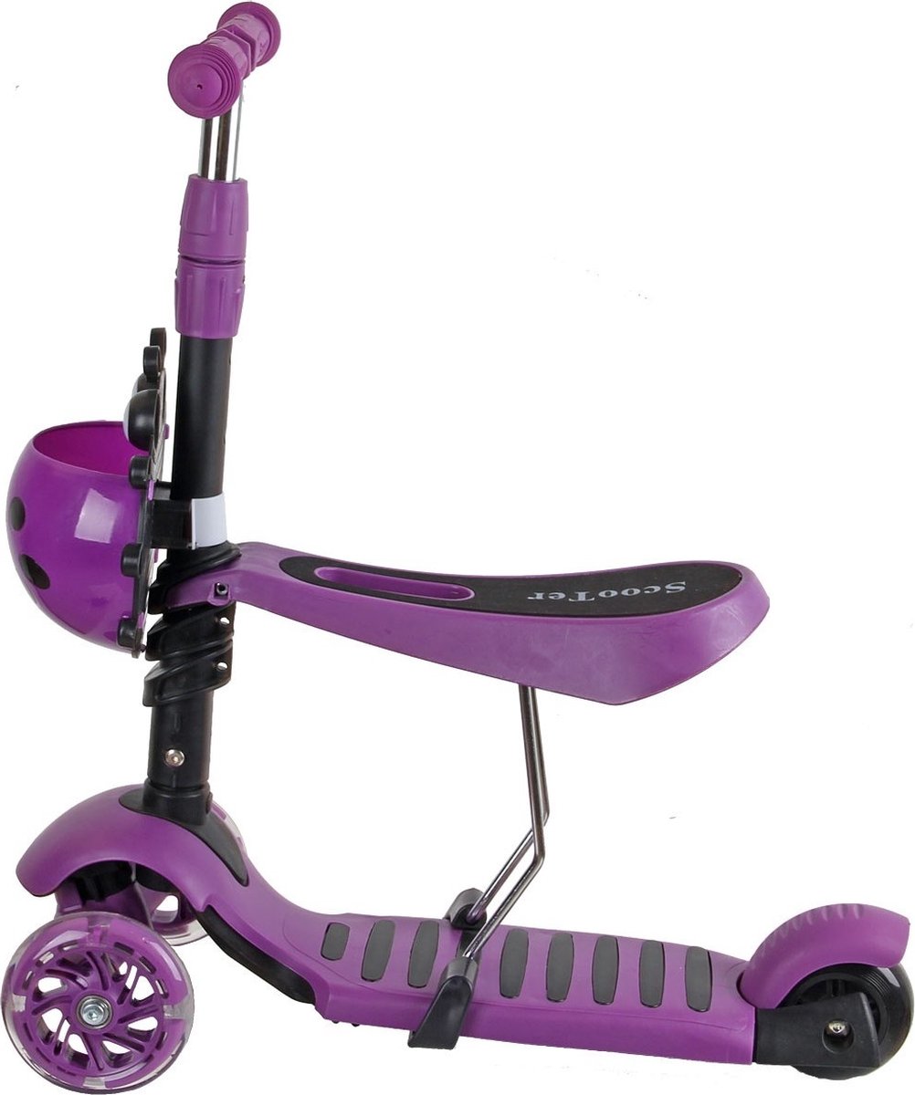 Kinderstep - 3 wielen - met zitje - lieveheersbeestje paars Step kopen online