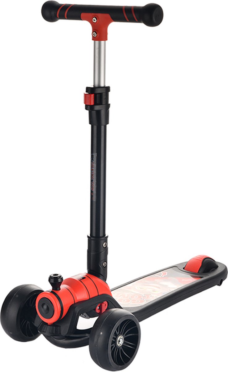 Kinderstep - opvouwbare kinderstep - met 3 verstelbare hoogtes - 3 knipperende wielen en antislip deck - geschikt voor 3-12 jaar jongens en meisjes - tot 80 kg - LED Wielen - Opvouwbaar- Rood Loopfiets kopen online