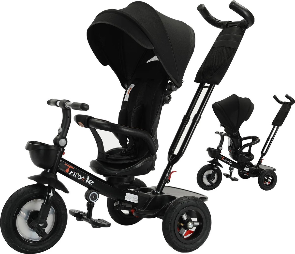 Kinderwagen - 360 Graden Rotatie - 1 tot 5 jaar - zwart - Driewieler Met Duwstang - 6 in 1 - Tot 30kg Driewieler kopen online