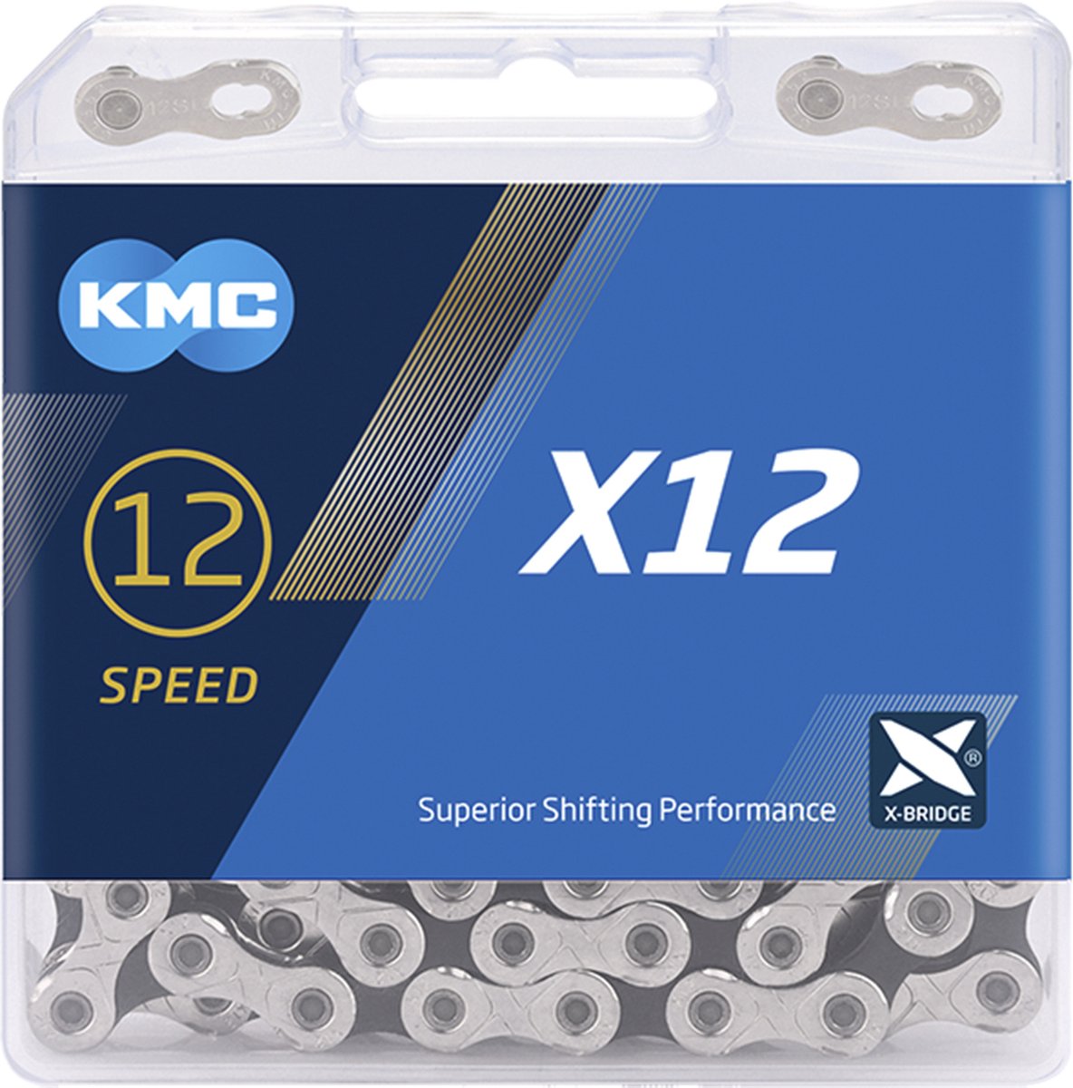 kmc x12 fietsketting zwart zilver 126 links