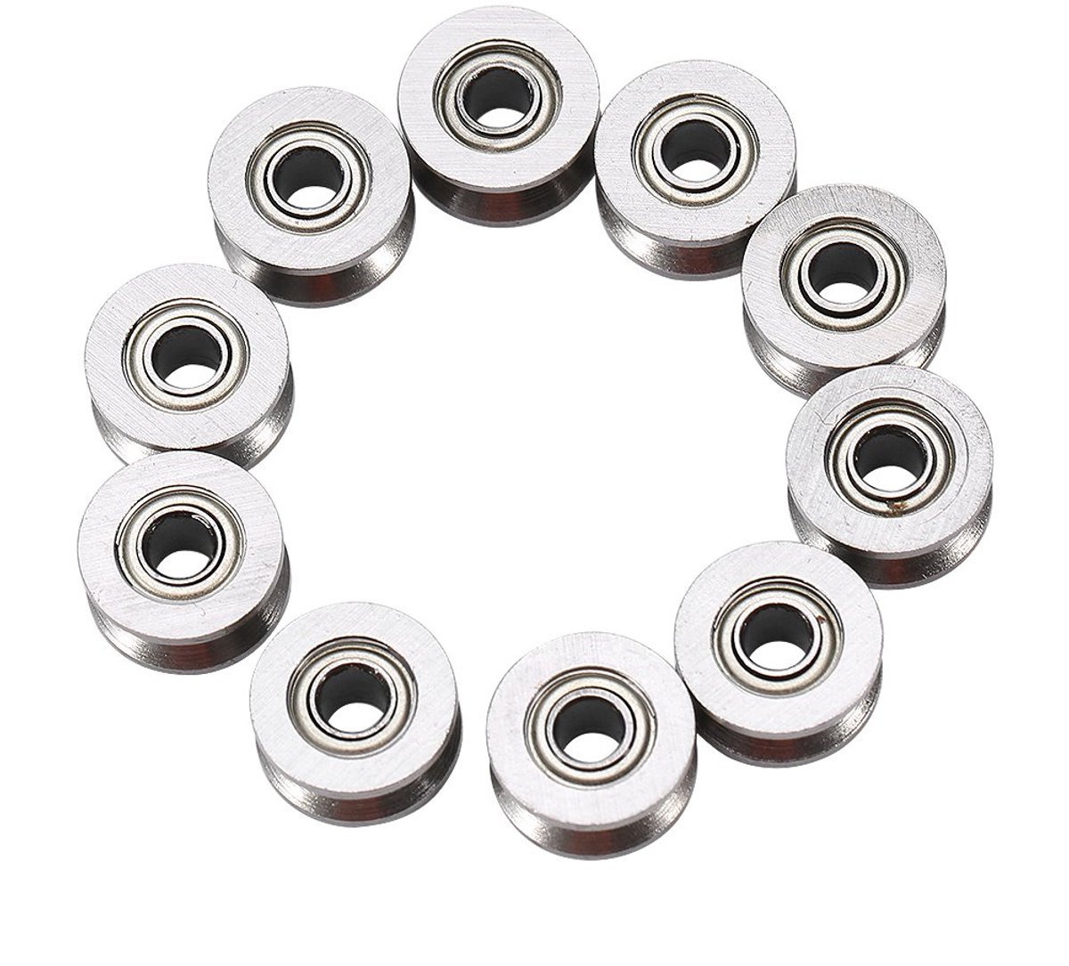 kogellagers 10 stks koolstofstaal u624zz gids poelie lagers dubbele afgeschermd voor spoor lineaire bewegingssysteem 4 13 7mm u groove
