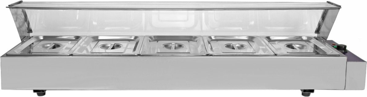 KuKoo 5 Pan Natte Bain Marie, Voedselwarmer, Cateringkeukens, 146.7 x 35 x 10cm Warmhoudschaal kopen online